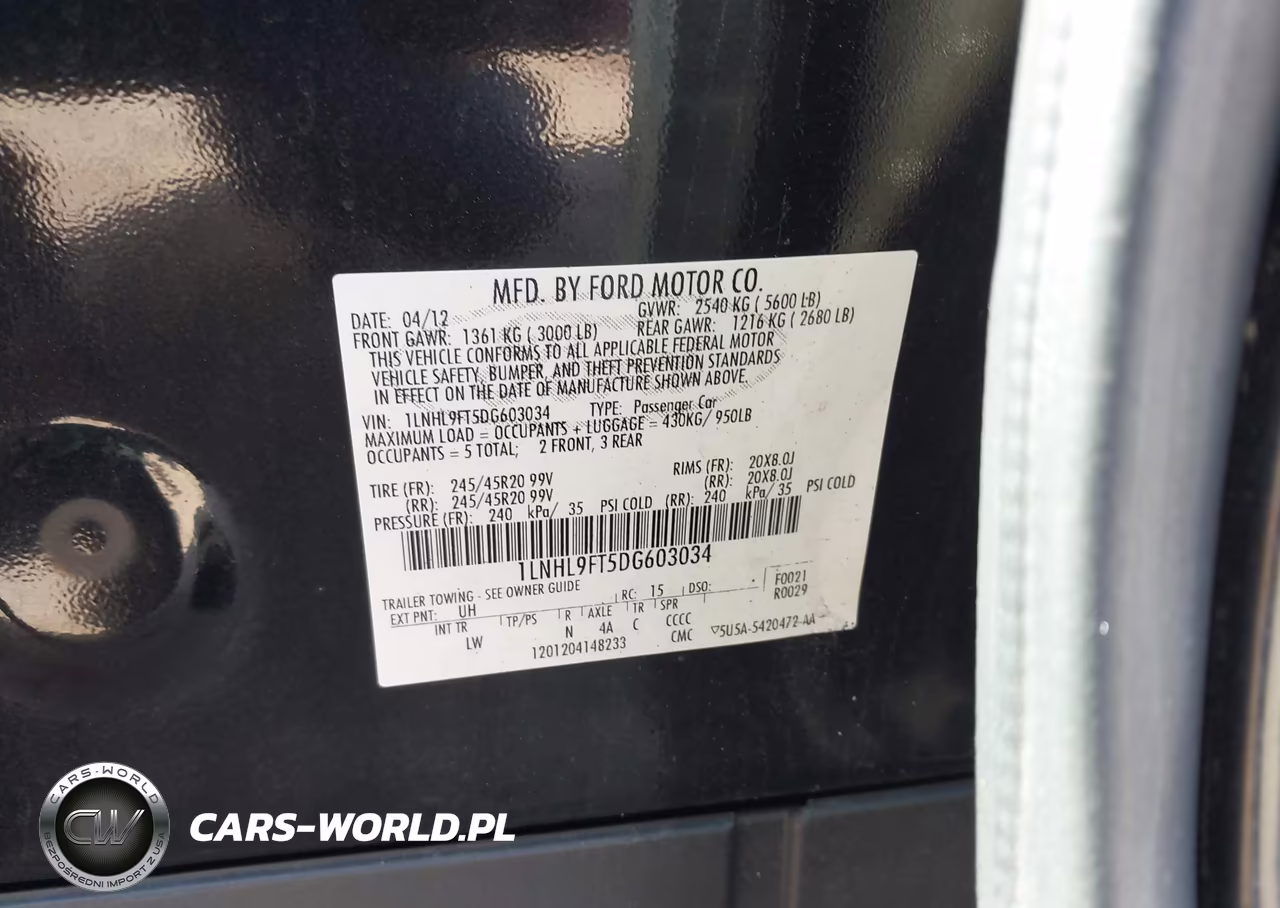 2013 Lincoln Mks Ecoboost VIN:1LNHL9FT5DG603034 - 9