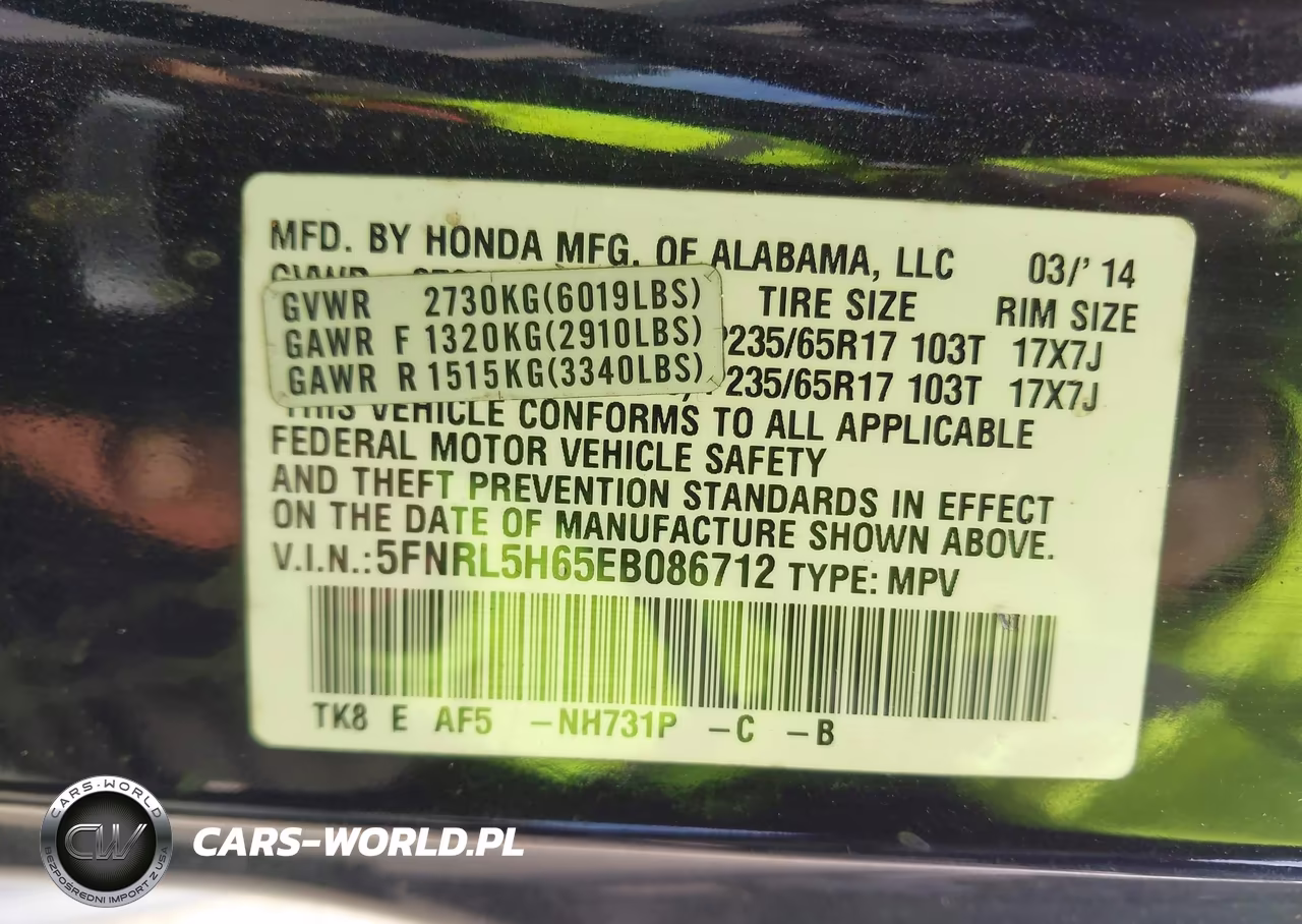 2014 Honda Odyssey Ex-L VIN:5FNRL5H65EB086712 - 9