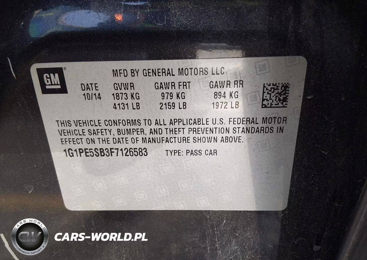 2015 Chevrolet Cruze 2Lt Auto VIN:1G1PE5SB3F7126583 - 9