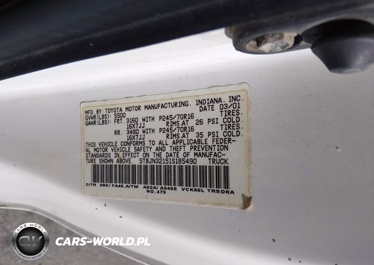 2001 Toyota Tundra VIN:5TBJN32151S185490 - 9
