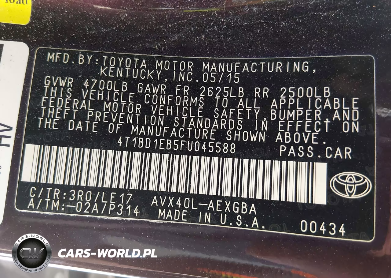 2015 Toyota Avalon Hybrid Xle Touring VIN:4T1BD1EB5FU045588 - 9
