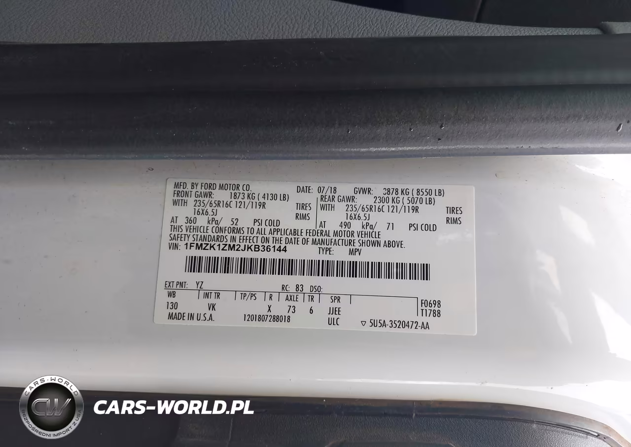 2018 Ford Transit-150 Xl VIN:1FMZK1ZM2JKB36144 - 9