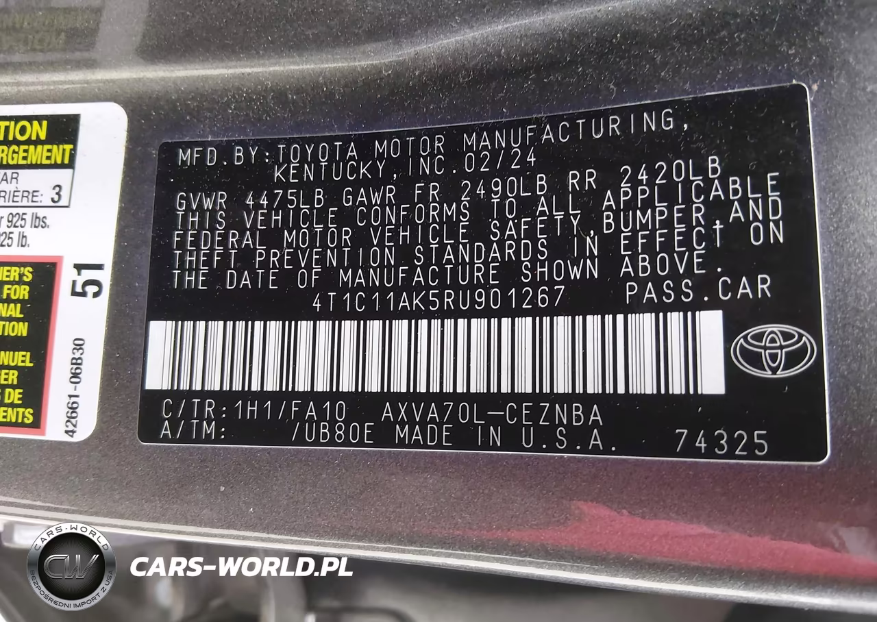 2024 Toyota Camry Le VIN:4T1C11AK5RU901267 - 9