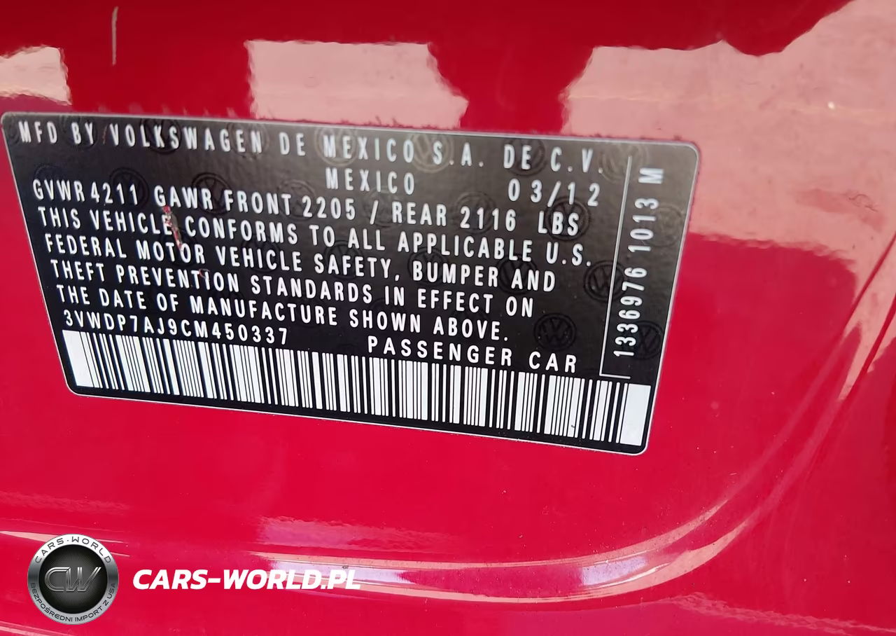 2012 Volkswagen Jetta 2.5L Se VIN:3VWDP7AJ9CM450337 - 9