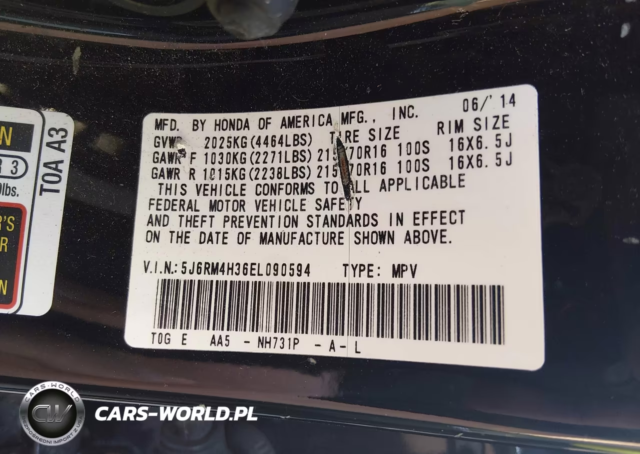 2014 Honda Cr-V Lx VIN:5J6RM4H36EL090594 - 9