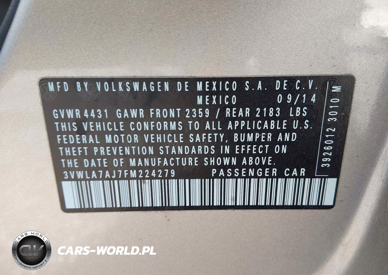 2015 Volkswagen Jetta 2.0L Tdi Se VIN:3VWLA7AJ7FM224279 - 9
