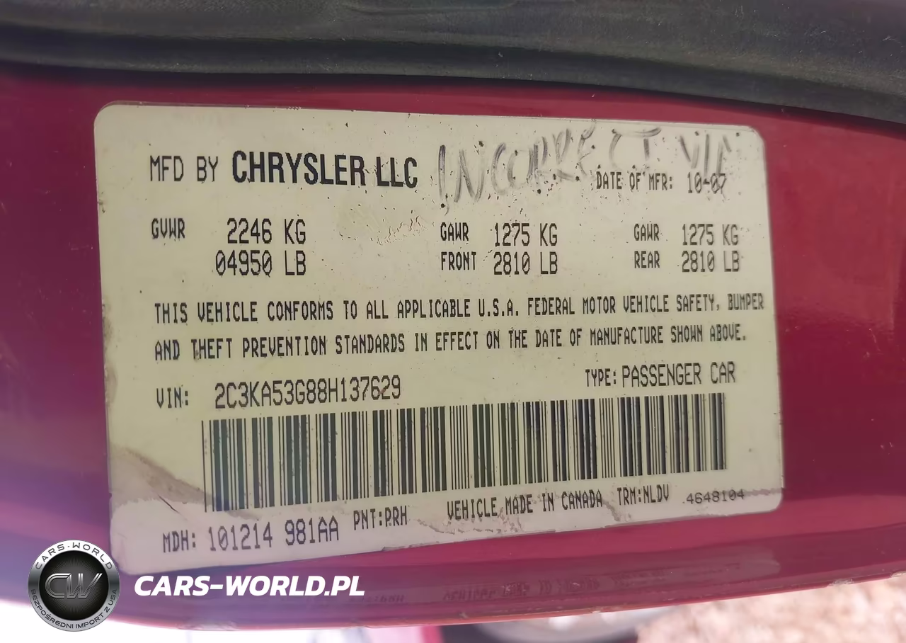 2007 Chrysler 300C VIN:2C3KA63H67H684315 - 9