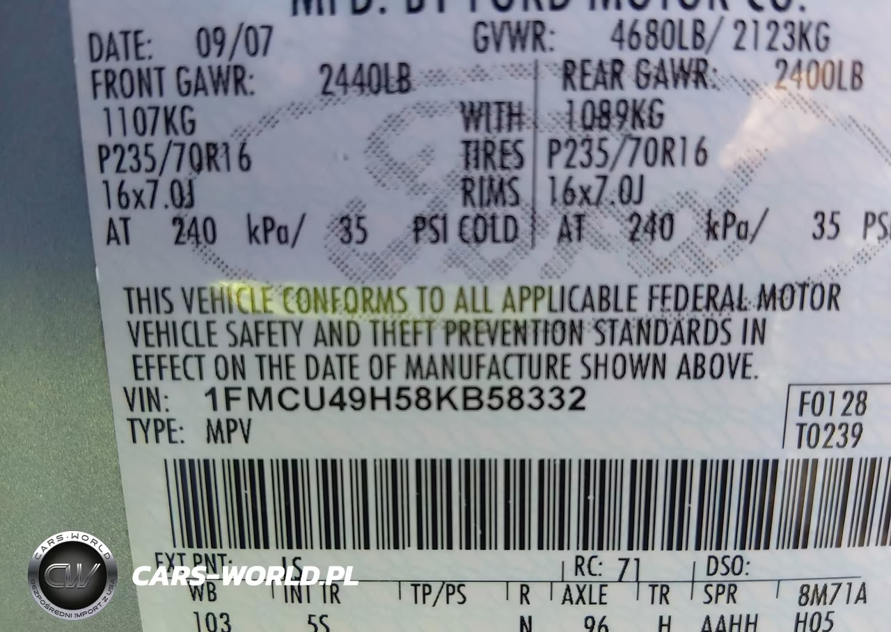 2008 Ford Escape Hybrid VIN:1FMCU49H58KB58332 - 9