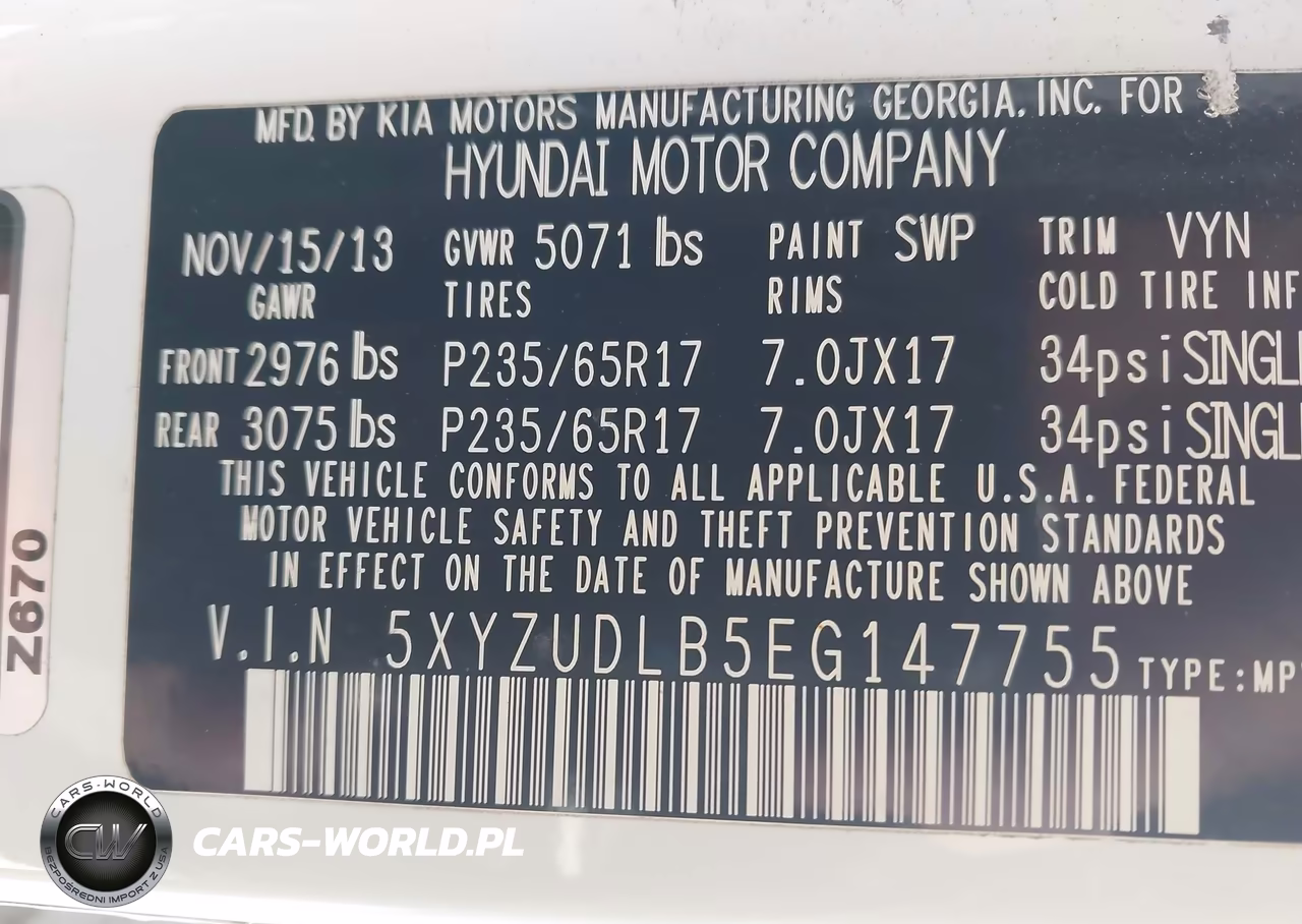 2014 Hyundai Santa Fe Sport 2.4L VIN:5XYZUDLB5EG147755 - 9