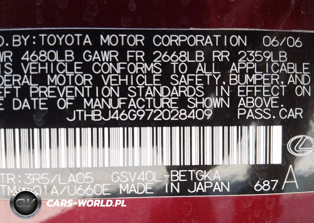 2007 Lexus Es 350 VIN:JTHBJ46G972028409 - 9
