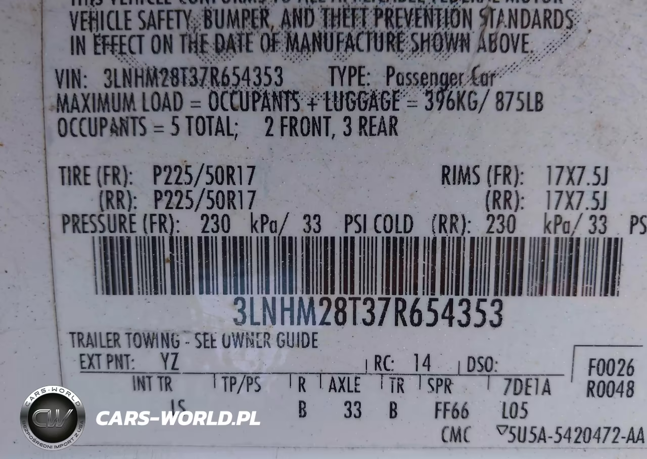2007 Lincoln Mkz VIN:3LNHM28T37R654353 - 9
