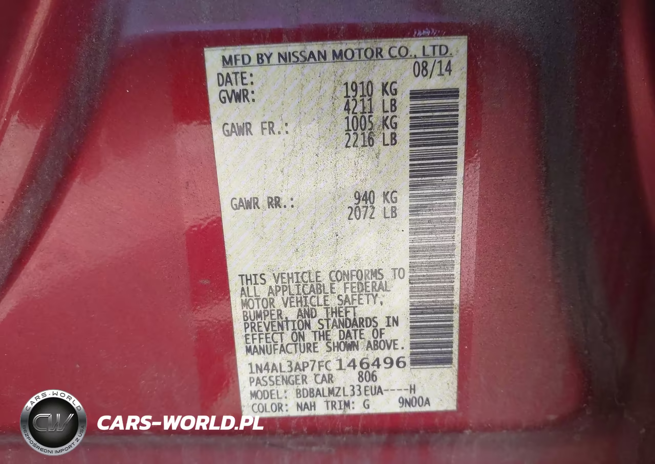 2015 Nissan Altima 2.5-2.5 S-2.5 Sl-2.5 Sv VIN:1N4AL3AP7FC146496 - 9