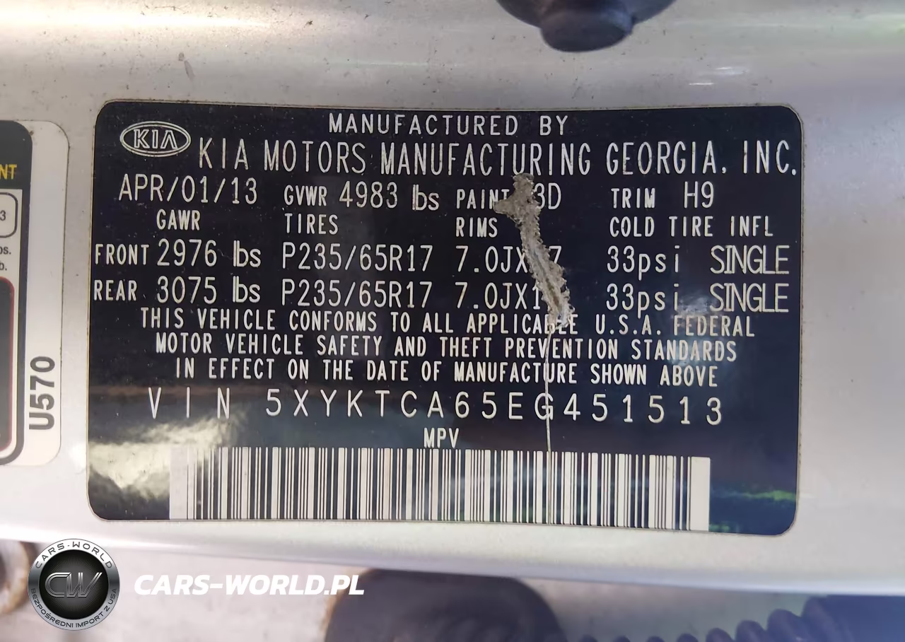 2014 Kia Sorento Lx VIN:5XYKTCA65EG451513 - 9