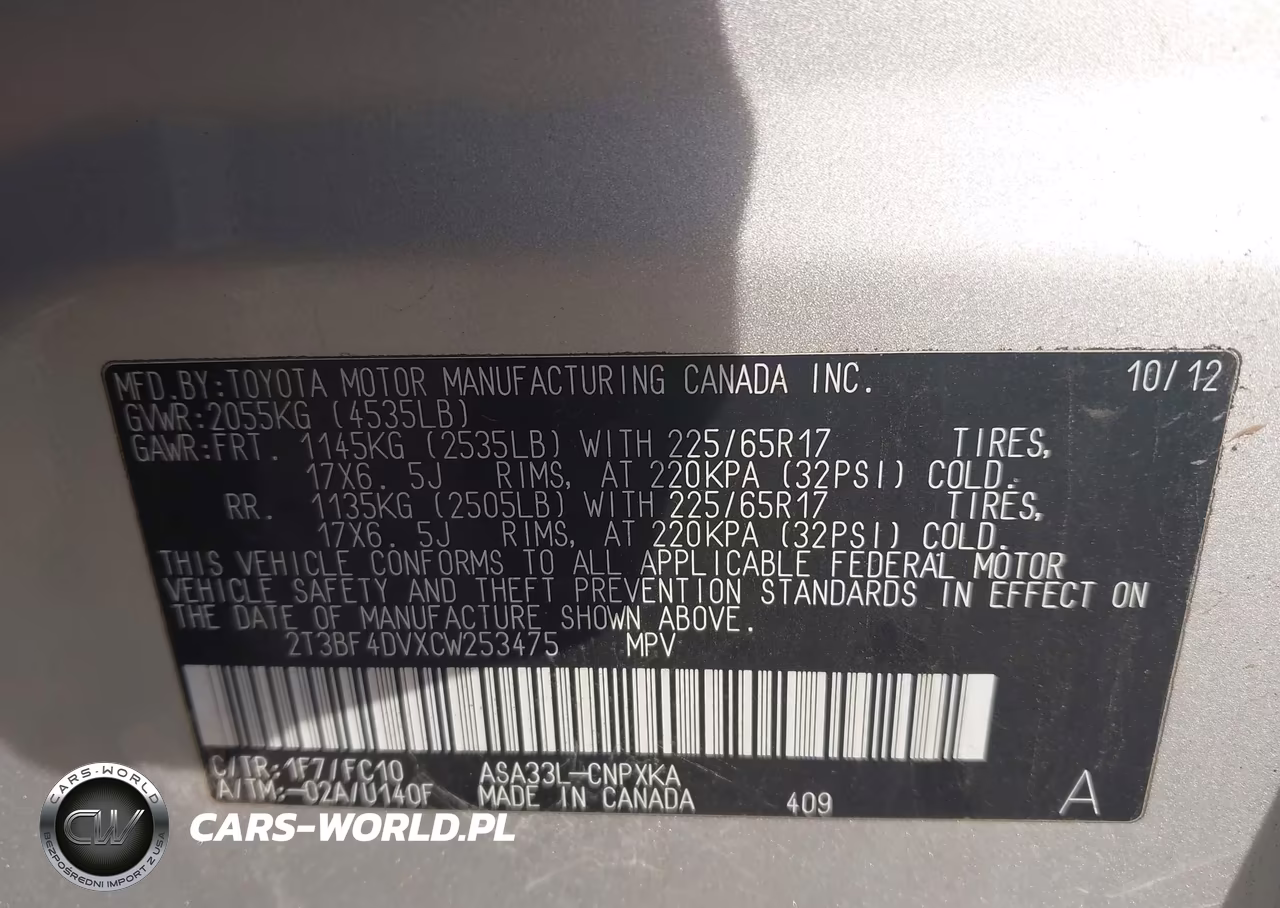 2012 Toyota Rav4 VIN:2T3BF4DVXCW253475 - 9