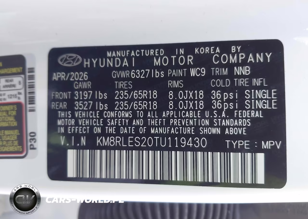 2026 Hyundai Palisade Sel 7P VIN:KM8RLES20TU119430 - 9