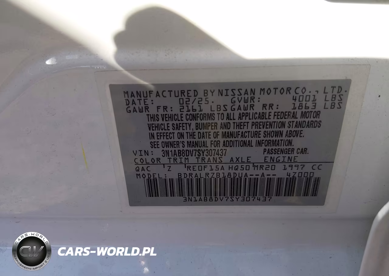 2025 Nissan Sentra Sr VIN:3N1AB8DV7SY307437 - 9
