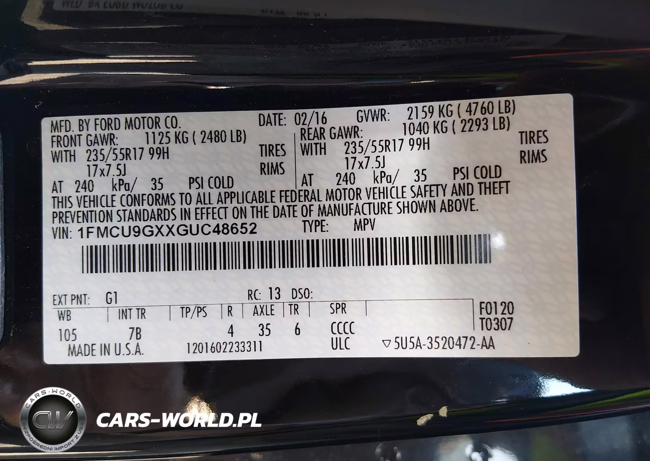 2016 Ford Escape Se VIN:1FMCU9GXXGUC48652 - 9
