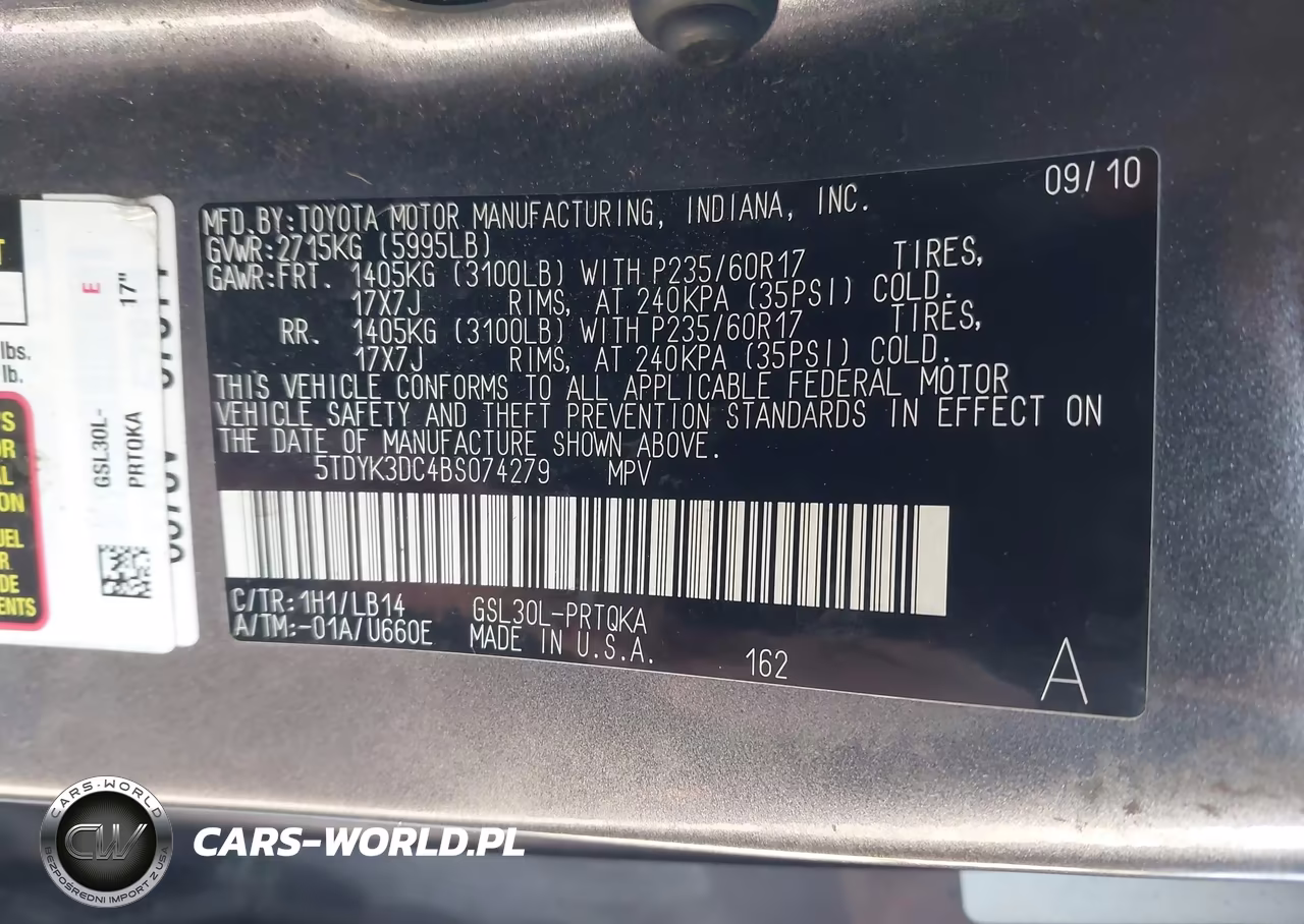 2011 Toyota Sienna Xle V6 VIN:5TDYK3DC4BS074279 - 9