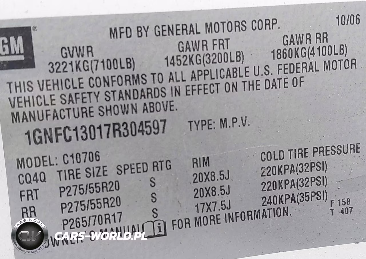 2007 Chevrolet Tahoe Lt VIN:1GNFC13017R304597 - 13