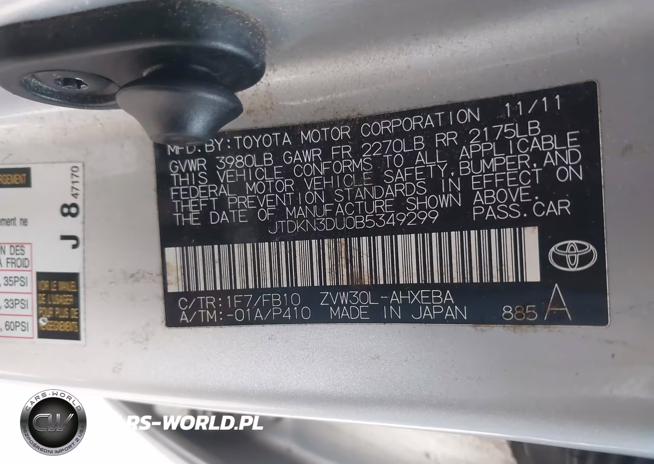 2011 Toyota Prius Three VIN:JTDKN3DU0B5349299 - 9