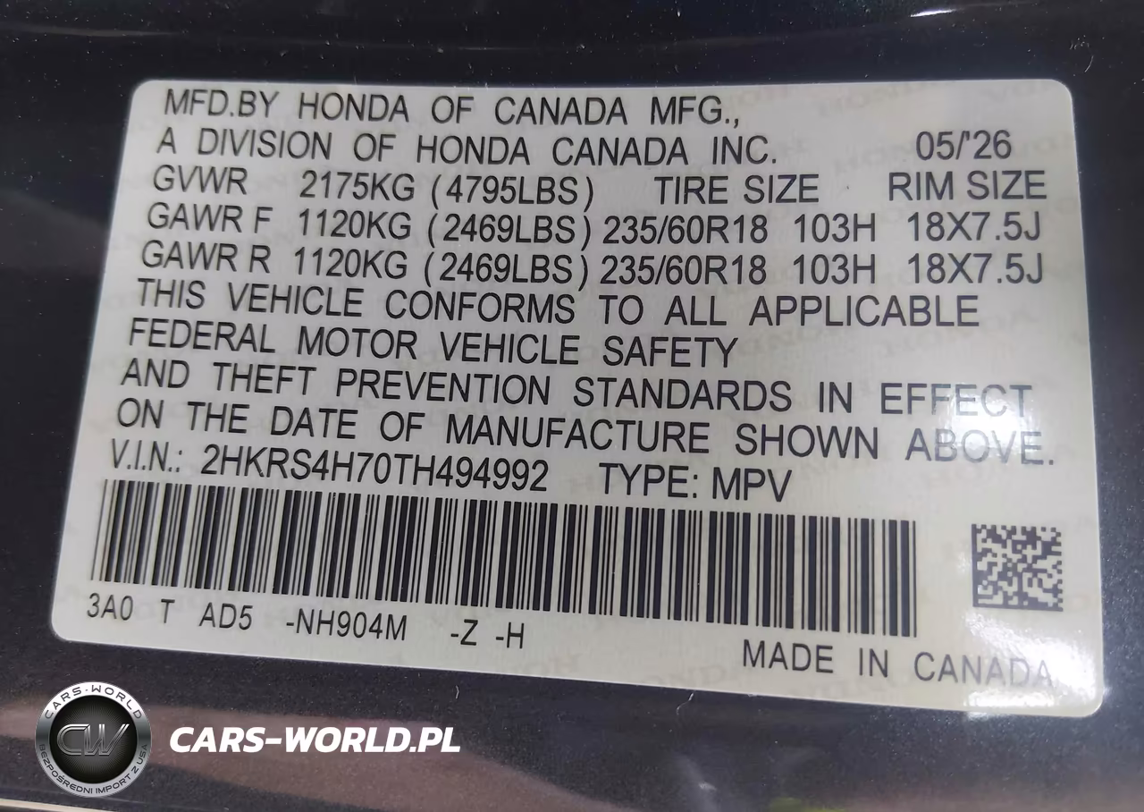 2026 Honda Cr-V Ex-L Awd VIN:2HKRS4H70TH494992 - 9