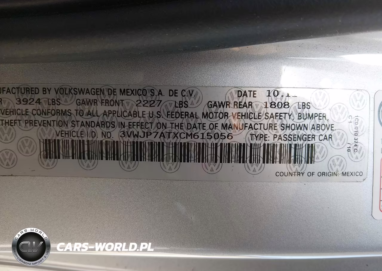 2012 Volkswagen Beetle 2.5L VIN:3VWJP7ATXCM615056 - 9