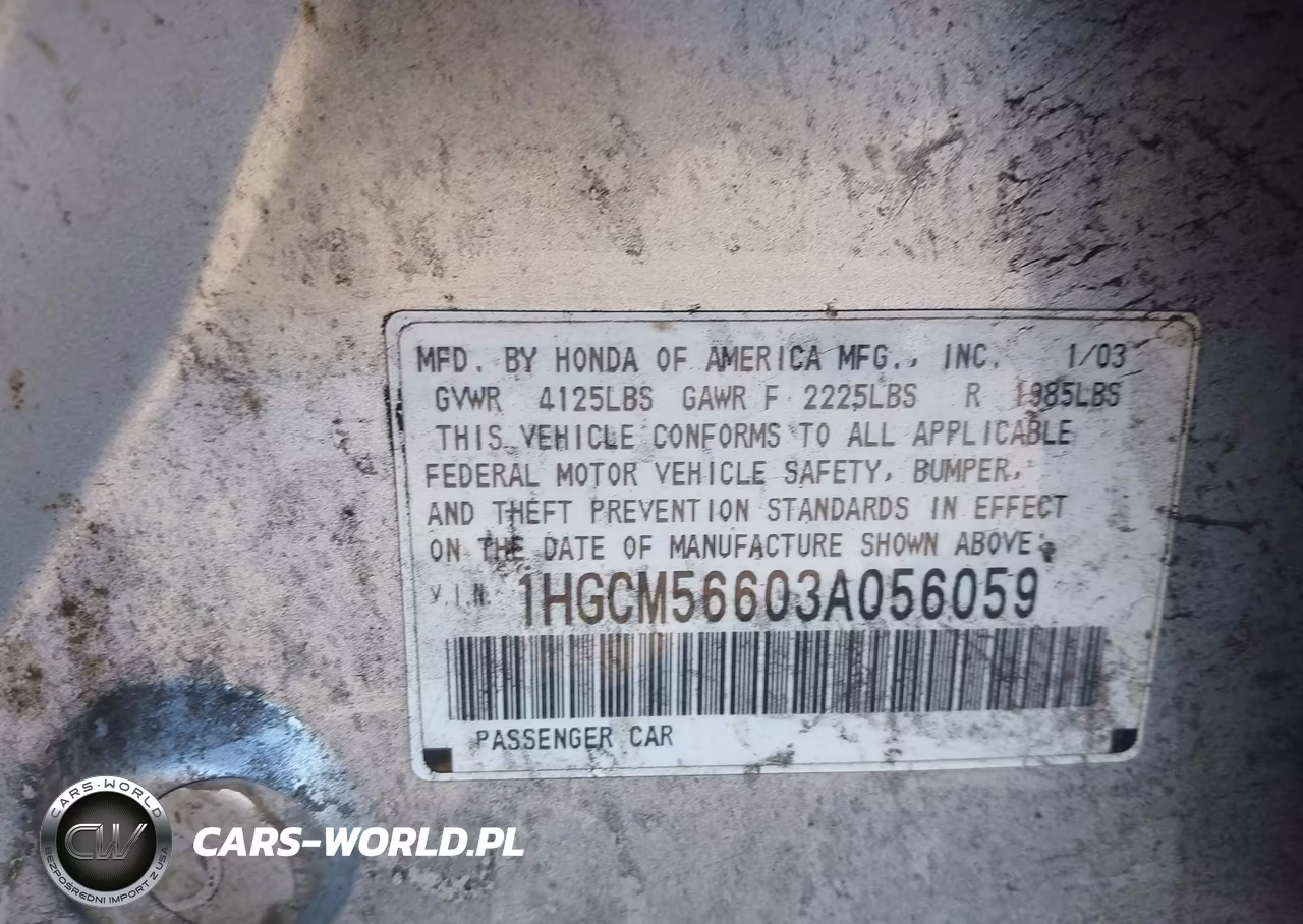 2003 Honda Accord 2.4 Ex VIN:1HGCM56603A056059 - 9