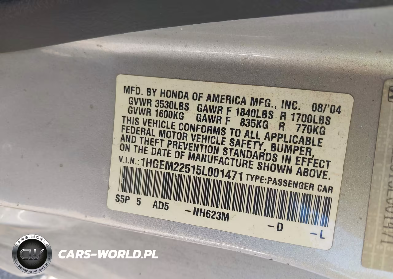 2005 Honda Civic Lx VIN:1HGEM22515L001471 - 9
