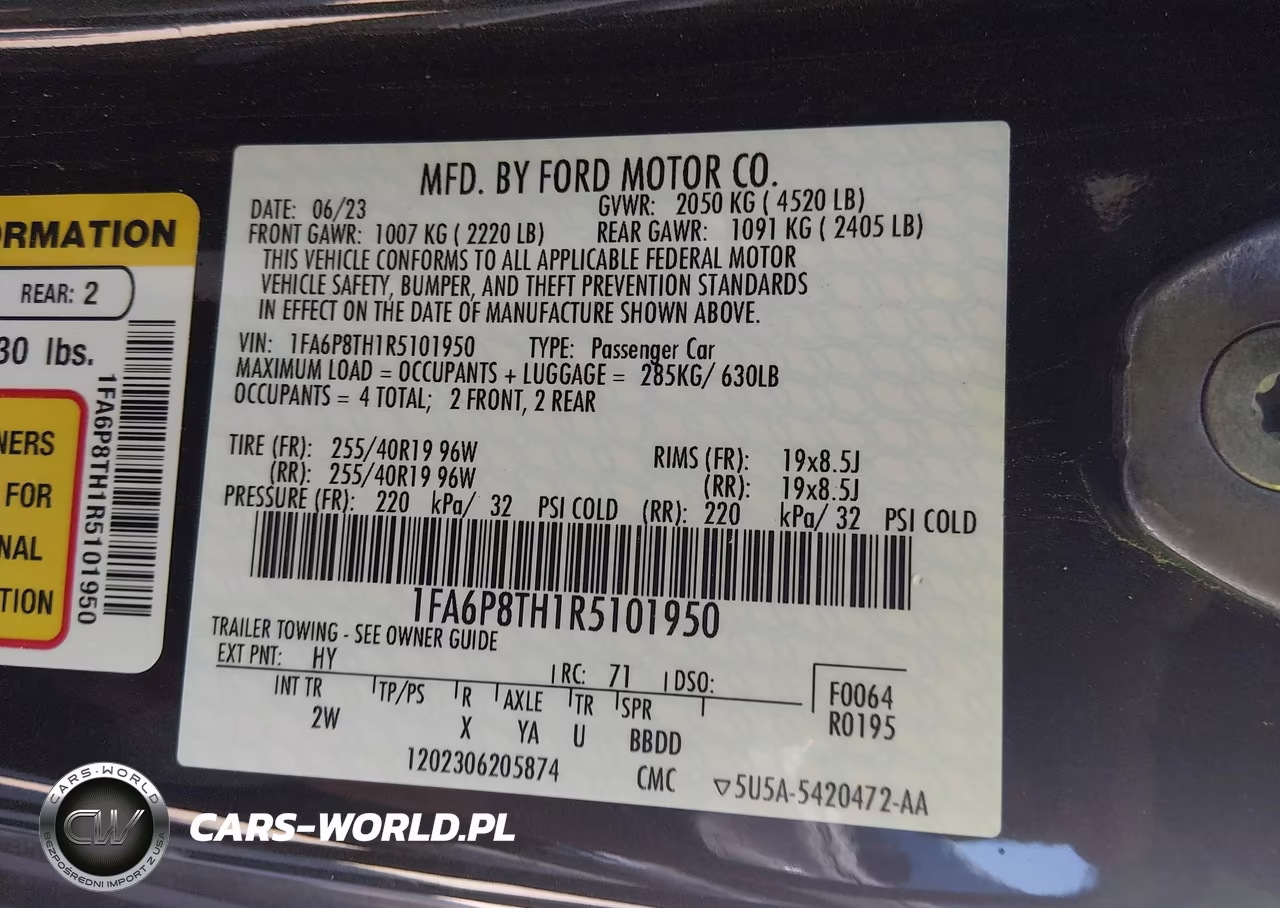 2024 Ford Mustang Ecoboost Fastback VIN:1FA6P8TH1R5101950 - 9