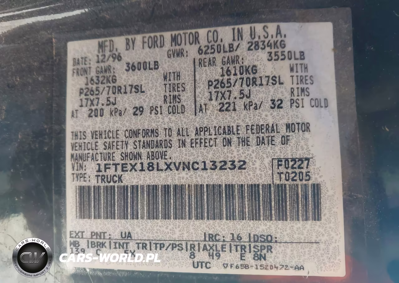 1997 Ford F-150 Lariat-Xl-Xlt VIN:1FTEX18LXVNC13232 - 9