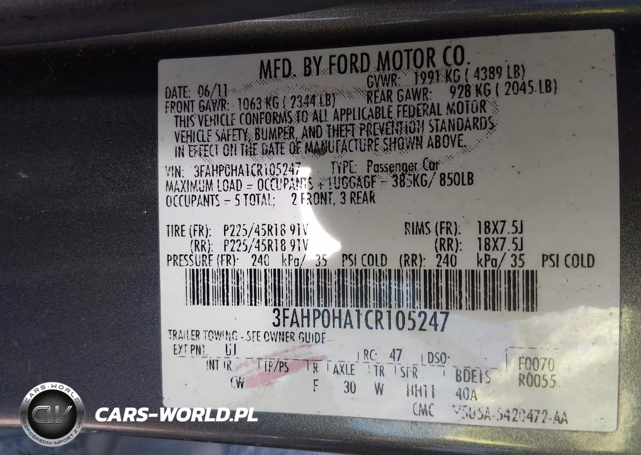 2012 Ford Fusion Se VIN:3FAHP0HA1CR105247 - 9