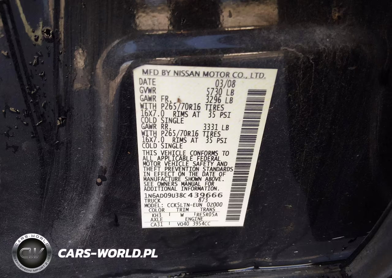 2008 Nissan Frontier Se VIN:1N6AD09U38C439666 - 9