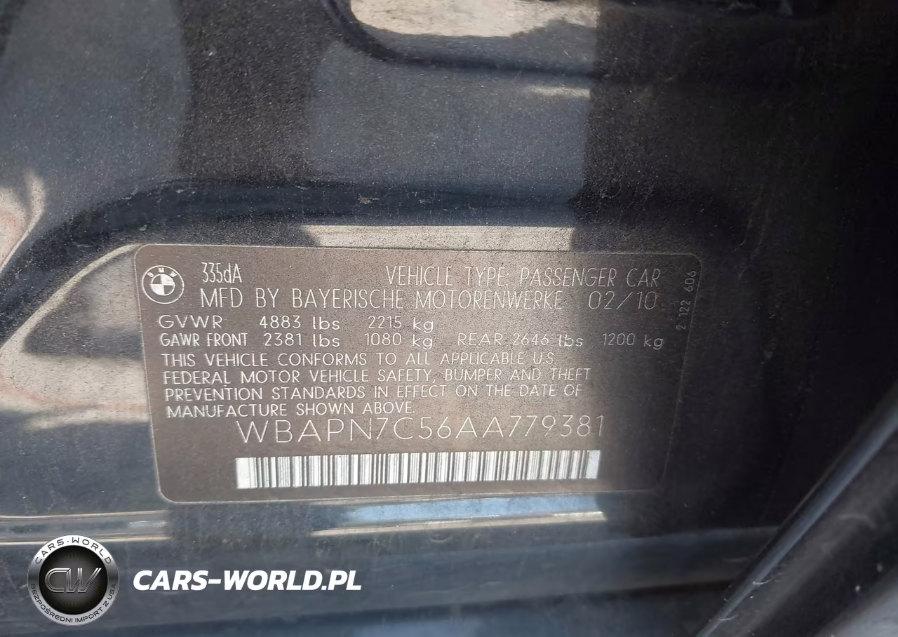 2010 BMW 335D VIN:WBAPN7C56AA779381 - 9