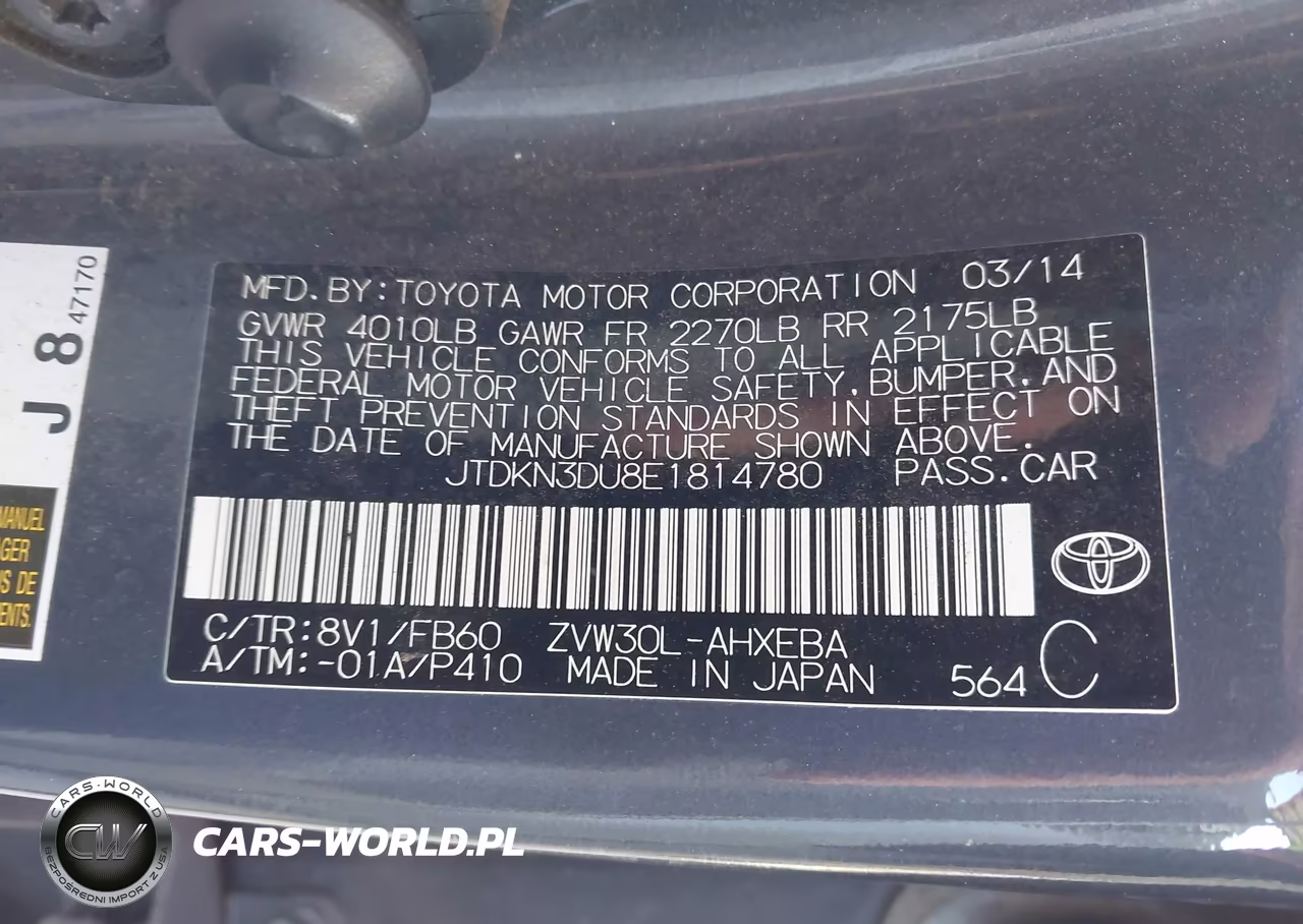 2014 Toyota Prius Two VIN:JTDKN3DU8E1814780 - 9