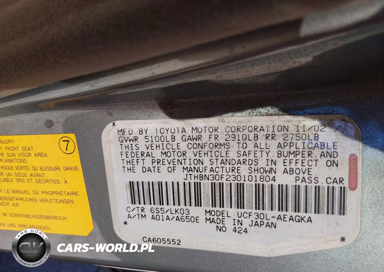 2003 Lexus Ls 430 VIN:JTHBN30F230101804 - 9