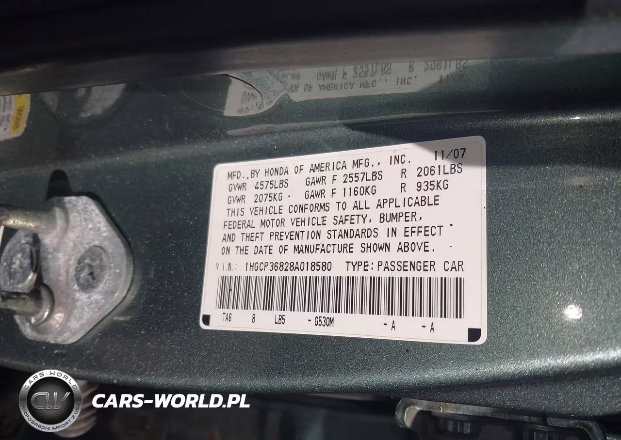 2008 Honda Accord 3.5 Ex-L VIN:1HGCP36828A018580 - 9