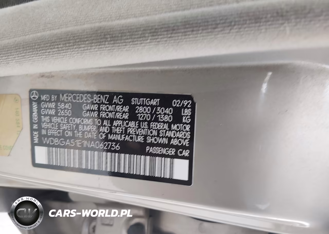 1992 Mercedes-Benz 500 Sel VIN:WDBGA51E1NA062736 - 9