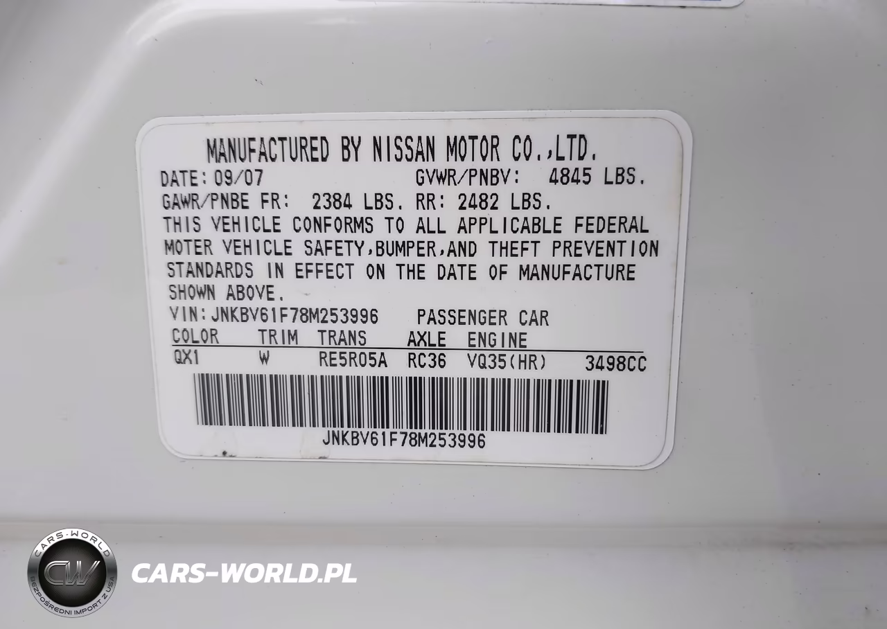 2008 Infiniti G35X VIN:JNKBV61F78M253996 - 9