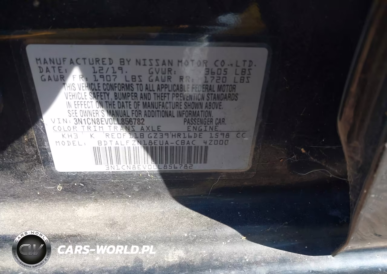 2020 Nissan Versa Sv Xtronic Cvt VIN:3N1CN8EV0LL856782 - 9