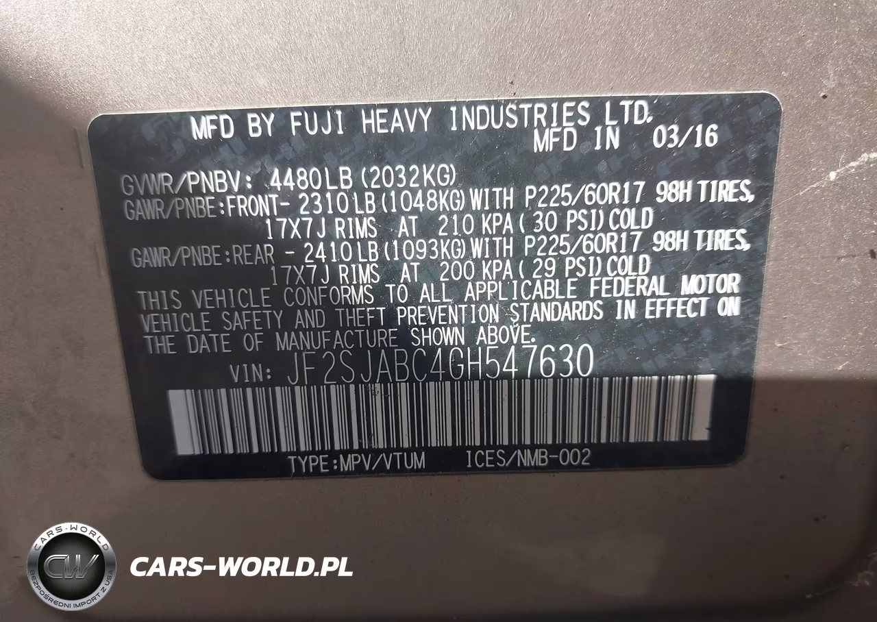 2016 Subaru Forester 2.5I VIN:JF2SJABC4GH547630 - 9