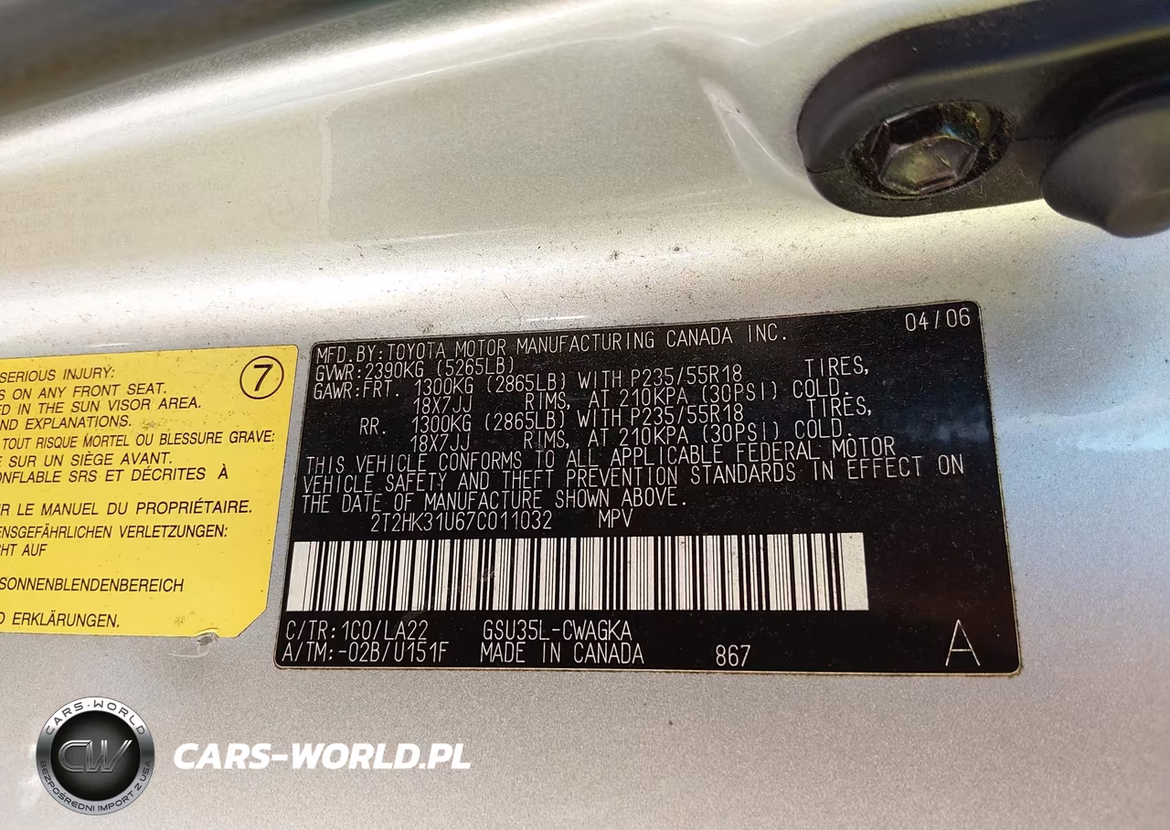 2007 Lexus Rx 350 VIN:2T2HK31U67C011032 - 9