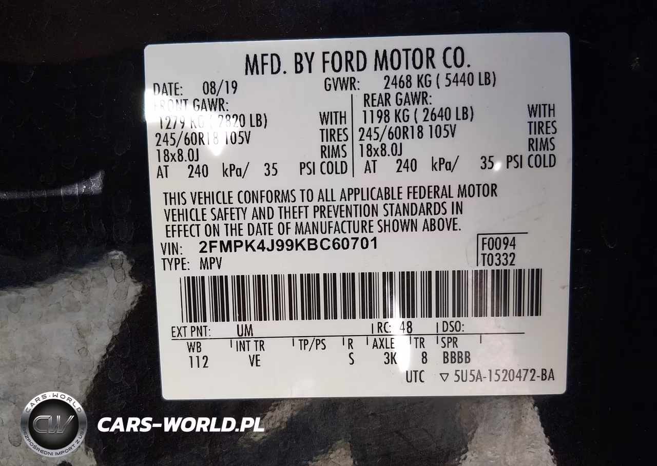 2019 Ford Edge Sel VIN:2FMPK4J99KBC60701 - 9