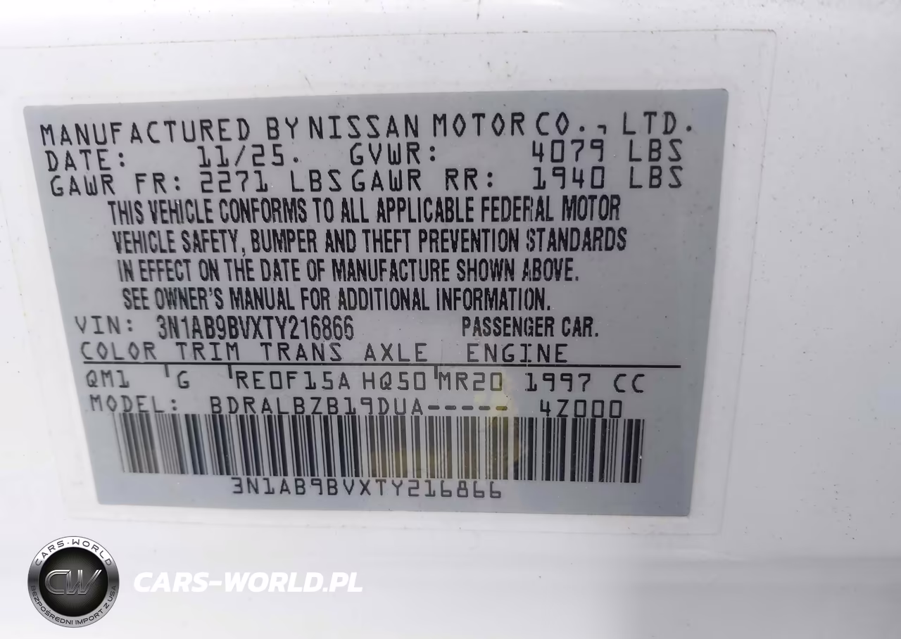 2026 Nissan Sentra S VIN:3N1AB9BVXTY216866 - 9