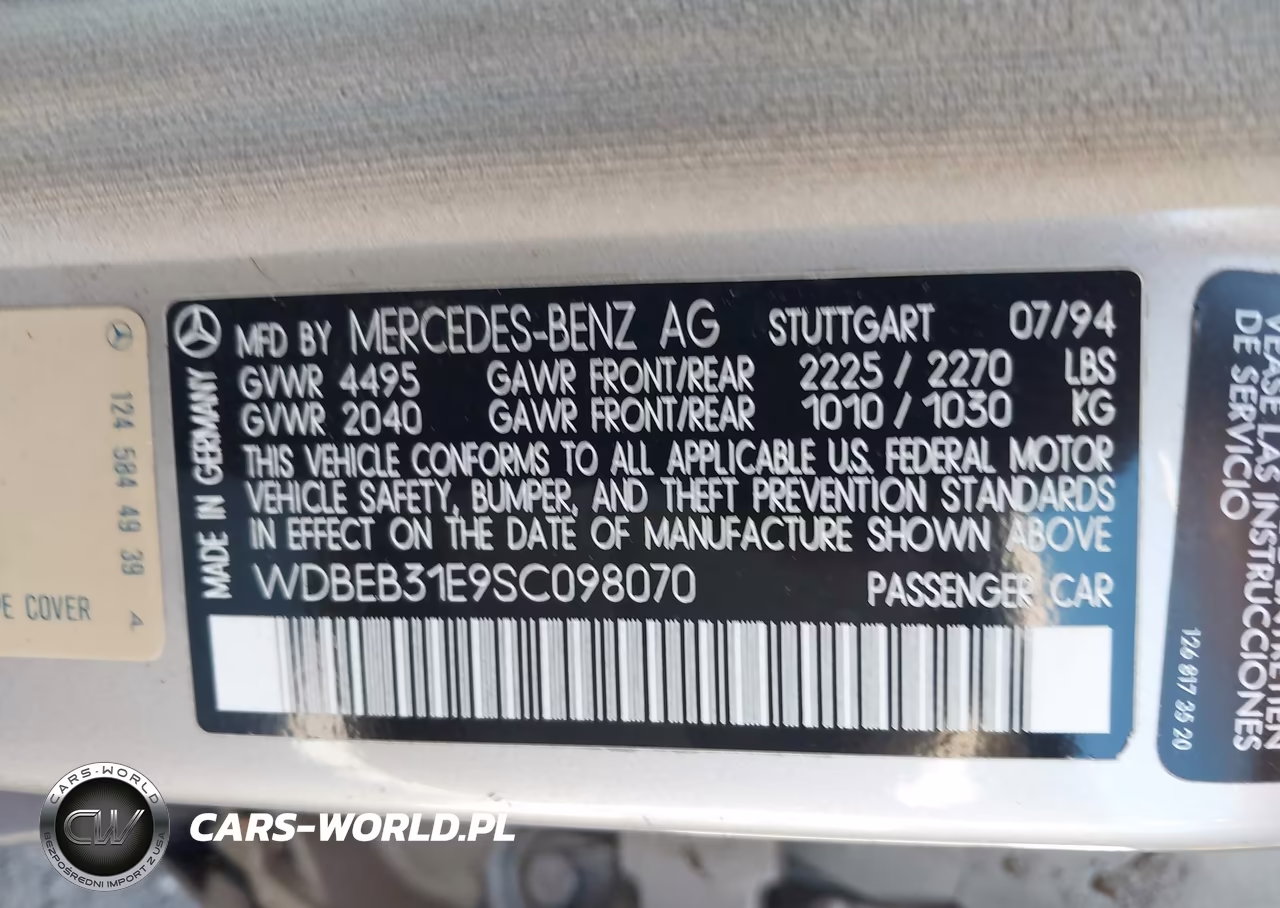 1995 Mercedes-Benz E 300D-300D Special VIN:WDBEB31E9SC098070 - 9