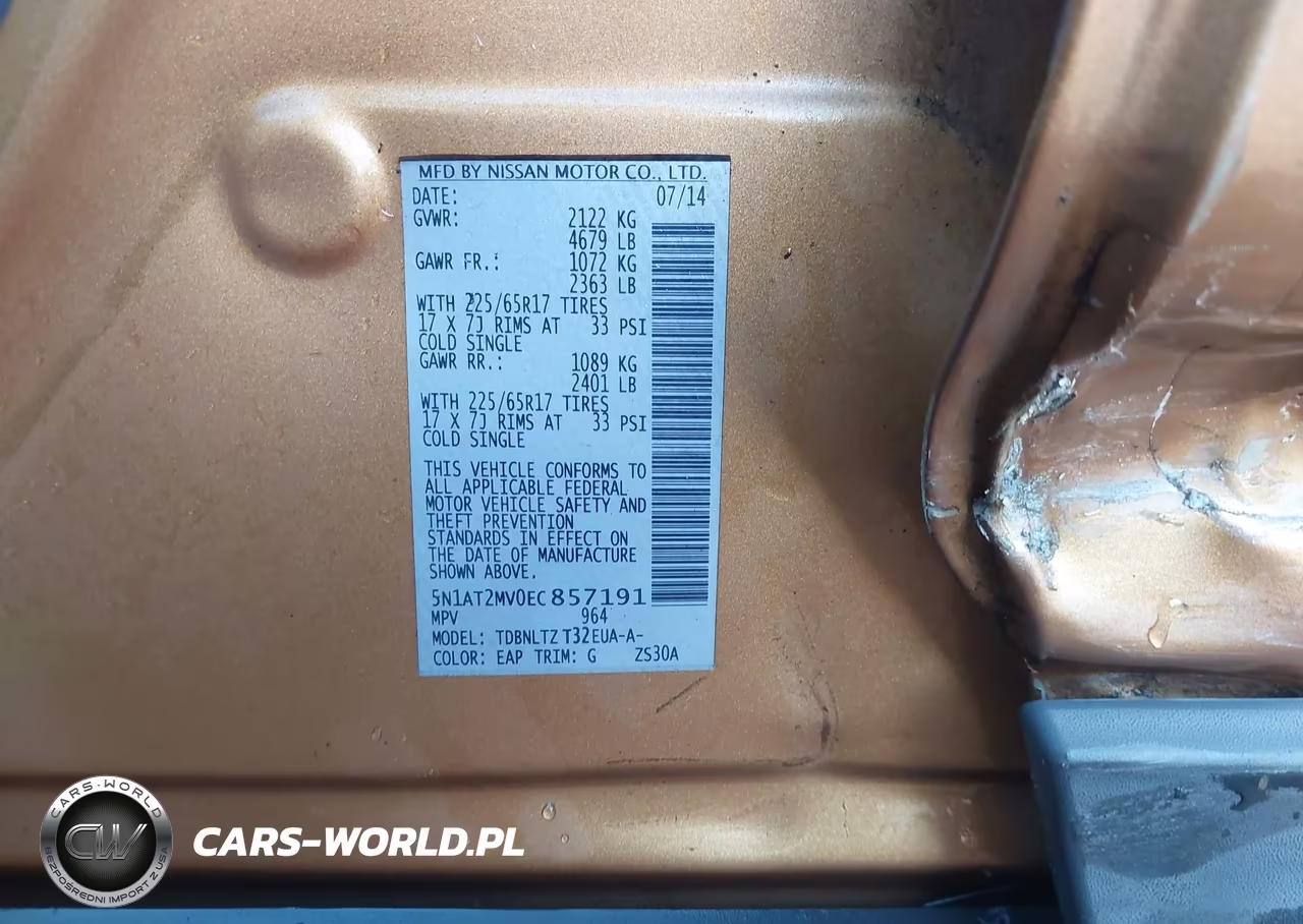 2014 Nissan Rogue S-Sl-Sv VIN:5N1AT2MV0EC857191 - 9