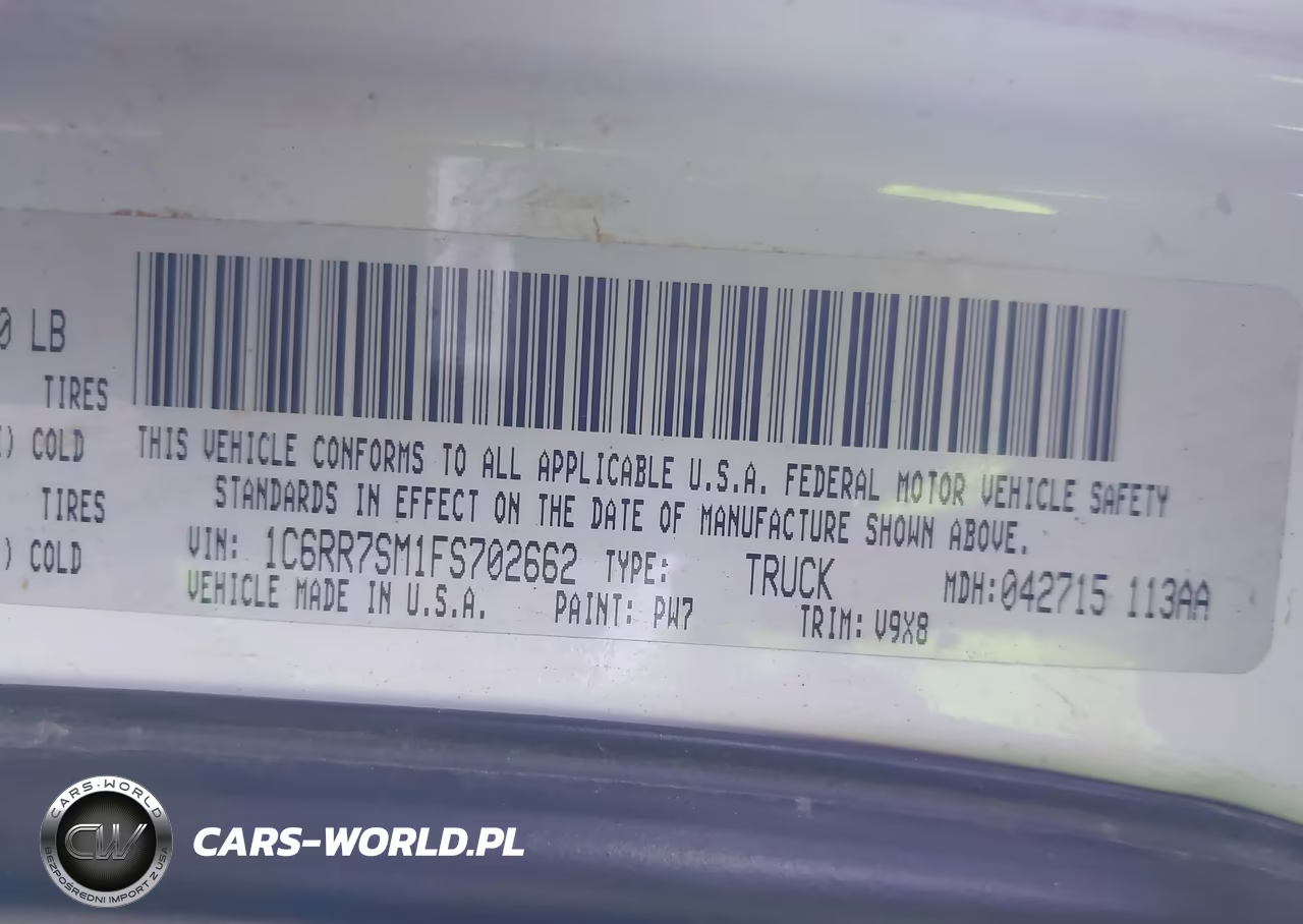 2015 Ram 1500 Tradesman VIN:1C6RR7SM1FS702662 - 9