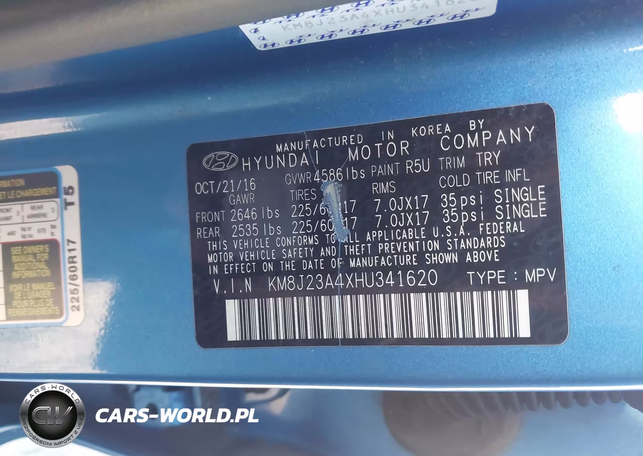 2017 Hyundai Tucson Se VIN:KM8J23A4XHU341620 - 9