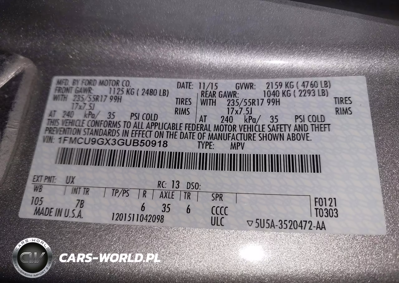 2016 Ford Escape Se VIN:1FMCU9GX3GUB50918 - 9