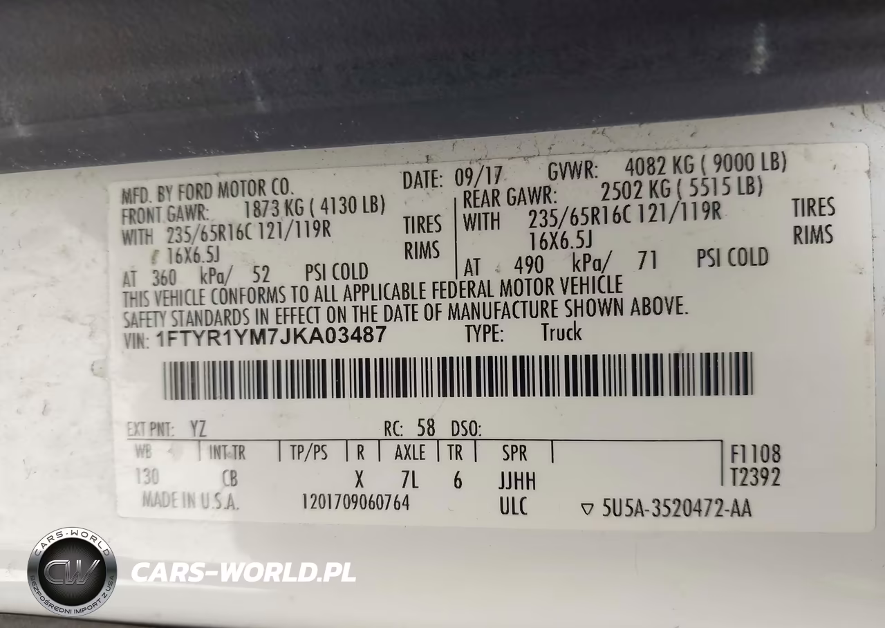 2018 Ford Transit-250 VIN:1FTYR1YM7JKA03487 - 9