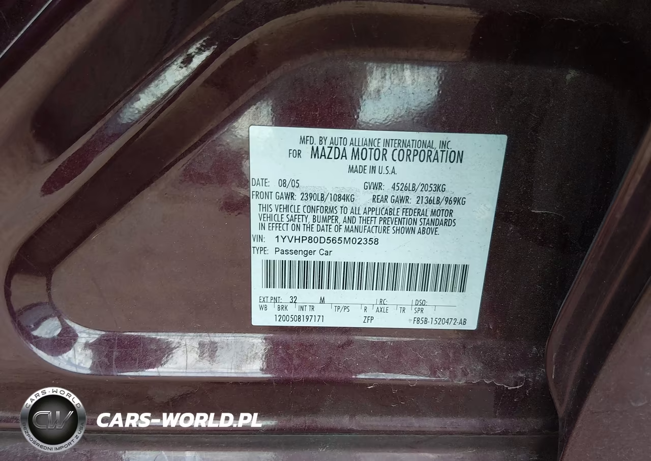 2006 Mazda Mazda6 S VIN:1YVHP80D565M02358 - 9